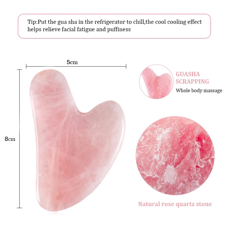 Rose Quartz Gua Sha Facial Sculpting Set — Depuff, Lift & Contour