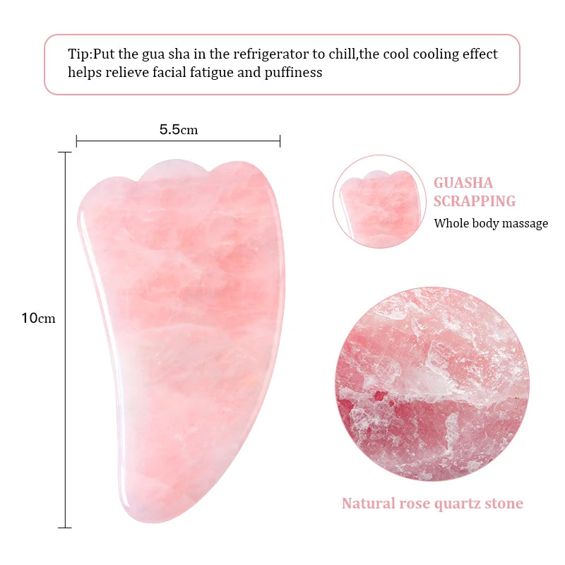 Rose Quartz Gua Sha Facial Sculpting Set — Depuff, Lift & Contour