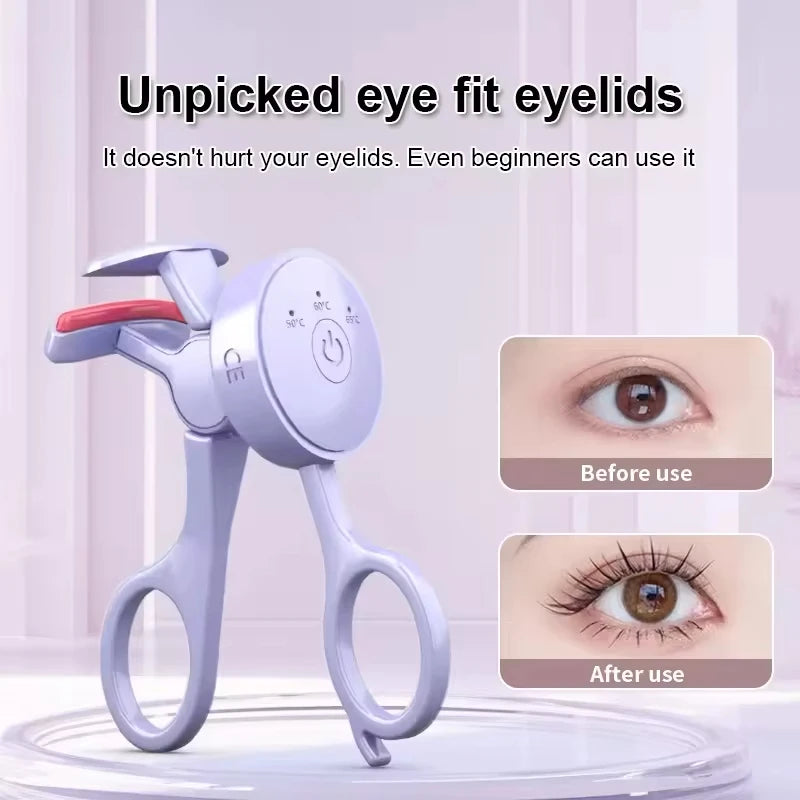 Portable Digital USB Power Heating Eyelash Curler Multi-Functional Long-Lasting Personal Care Appliance for Home Car Hotel Use