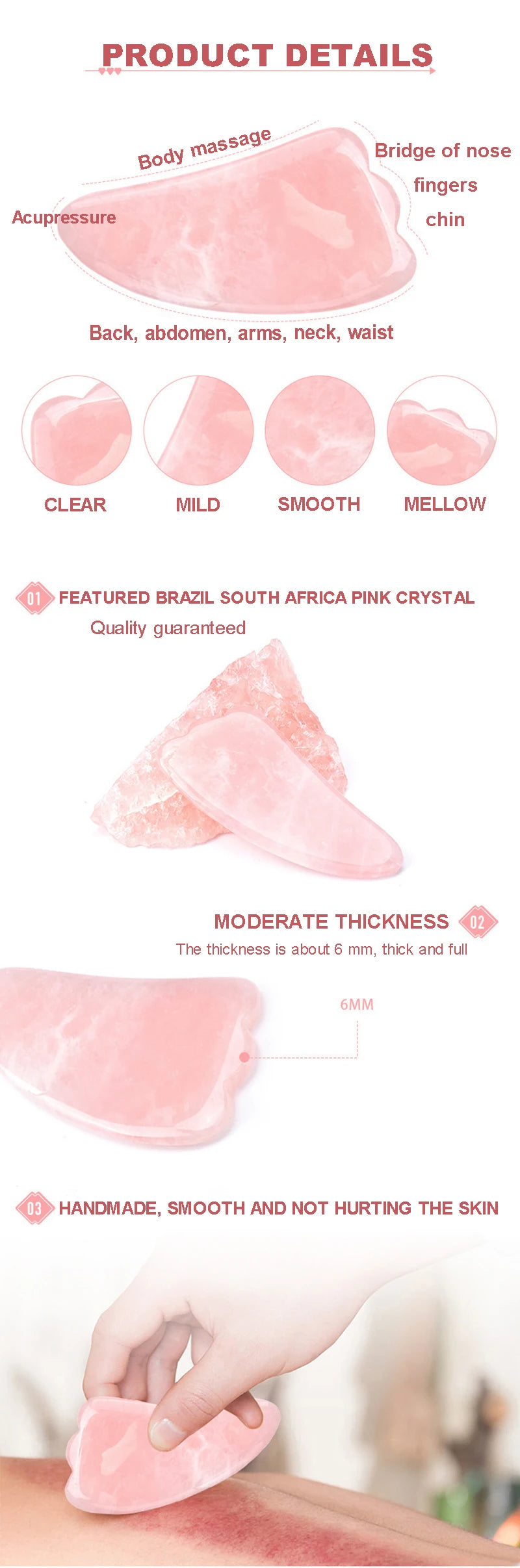 Rose Quartz Gua Sha Facial Sculpting Set — Depuff, Lift & Contour