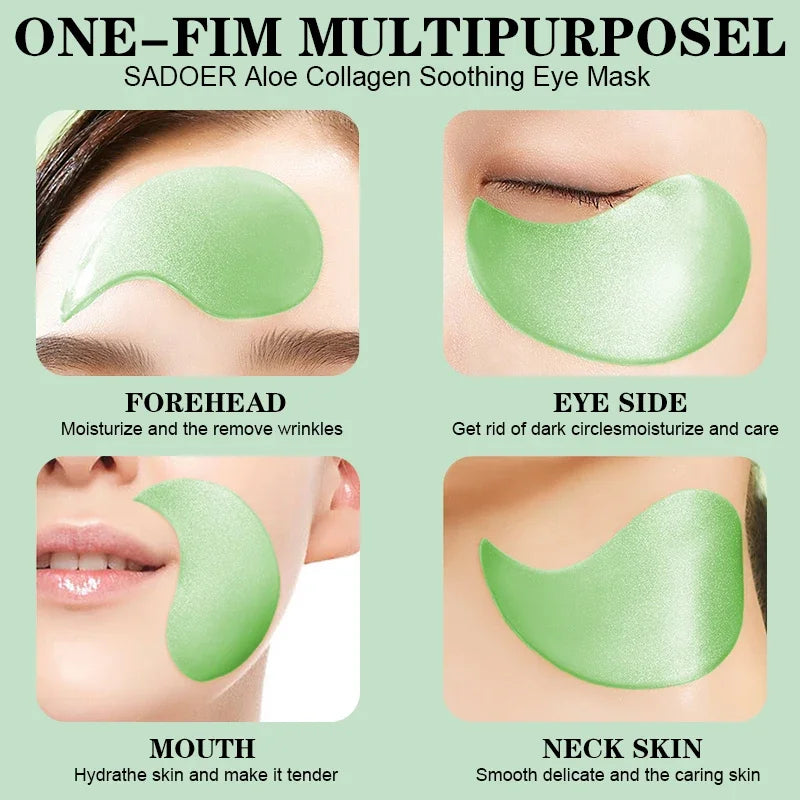 60pcs Aloe Vera Collagen Eye Mask Anti Dark Circles Eyes Bags Moisturizing Firming Hyaluronic Acid Gel Eye Patches Eyes Skincare