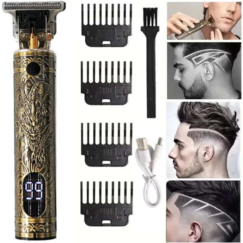 Portable Hairdressing Clipper USB Fast Charging Approaching Zero Gapped Cutting Shaver Man Electric Grooming Kit