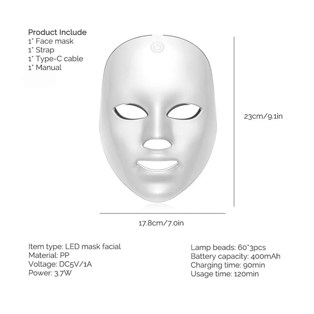 7 Colors LED Light Therapy Face Mask — Glow, Anti-Aging & Acne