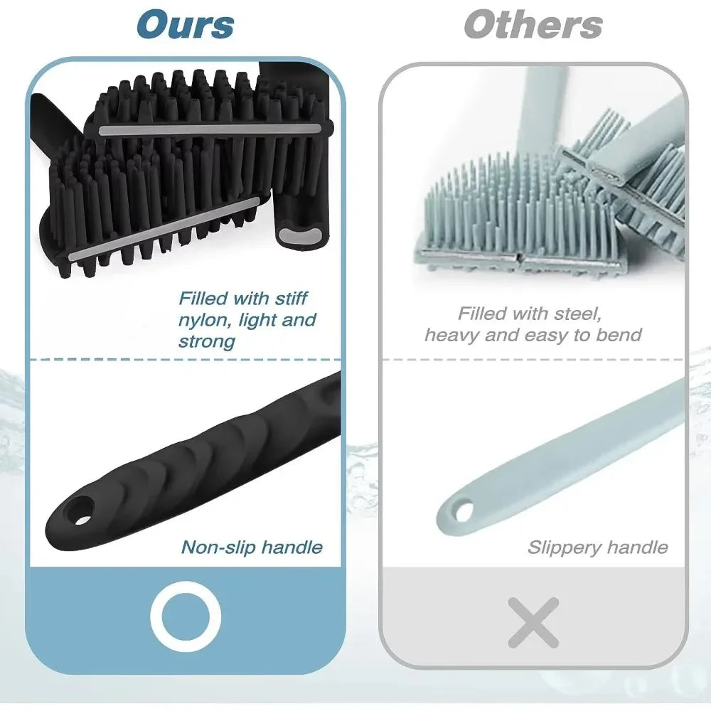 Bath Soft Silicone Back Scrubber Brush Bath Shower Sponge for Scrubbing Brush with Handle Exfoliating Skin Massager Back Washer