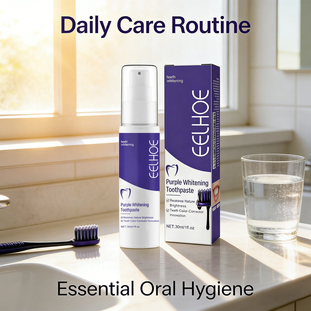 Purple Whitening Toothpaste Effectively Removing Dental Plaques and Yellow Stains Inhibit Bacteria Growth Oral Care Toothpaste