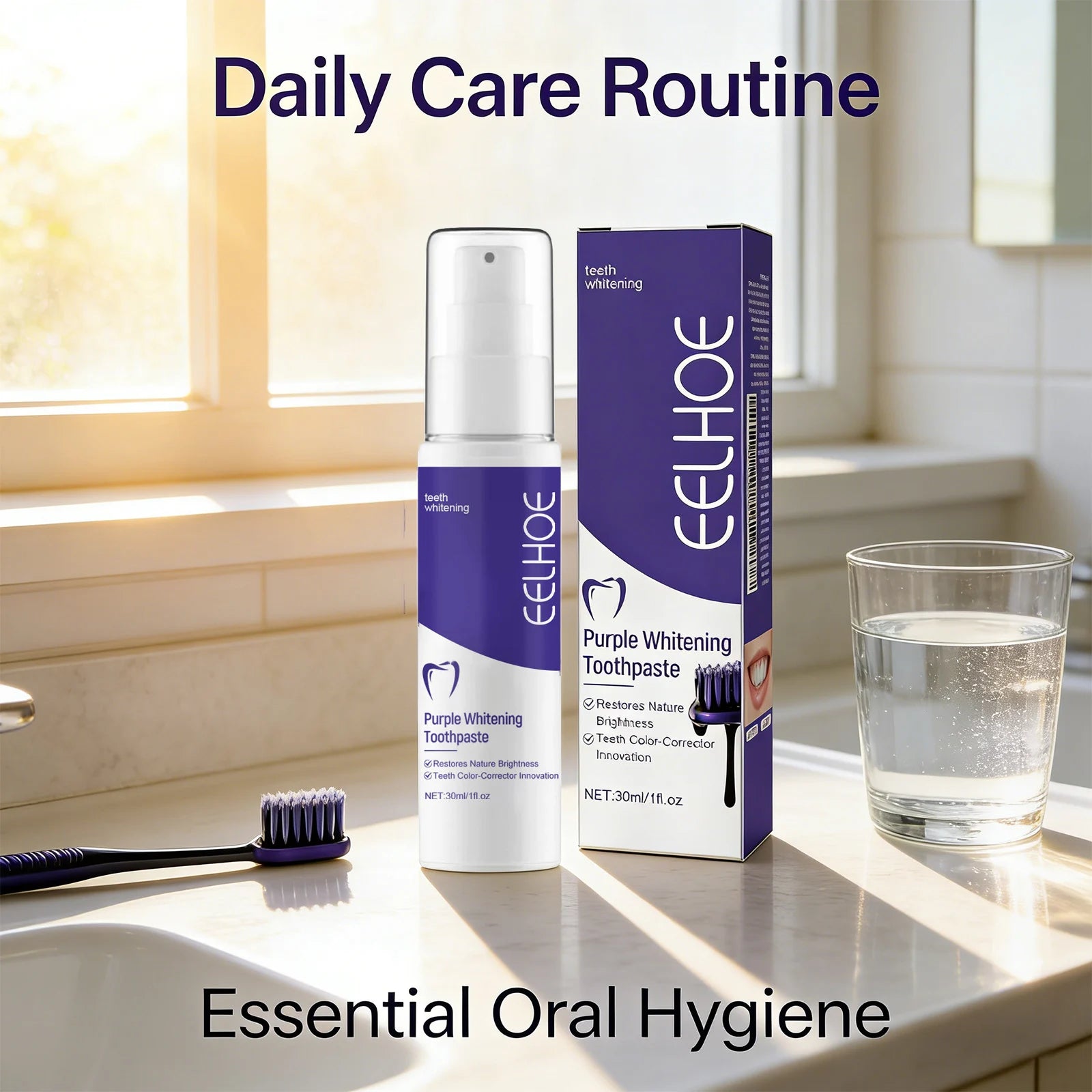 Purple Whitening Toothpaste Effectively Removing Dental Plaques and Yellow Stains Inhibit Bacteria Growth Oral Care Toothpaste