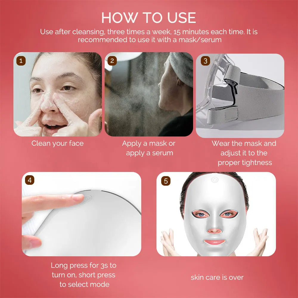 7 Colors LED Light Therapy Face Mask — Glow, Anti-Aging & Acne