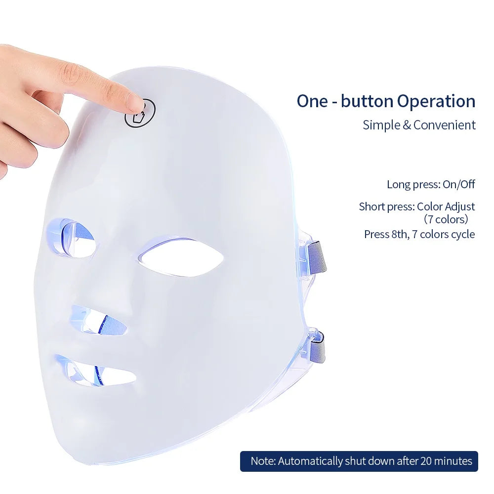 7 Colors LED Light Therapy Face Mask — Glow, Anti-Aging & Acne