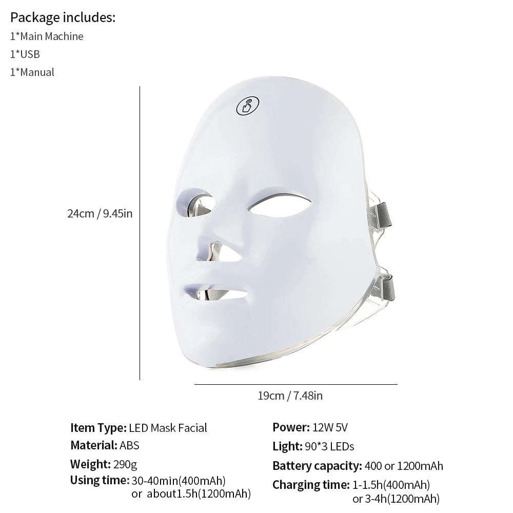 7 Colors LED Light Therapy Face Mask — Glow, Anti-Aging & Acne