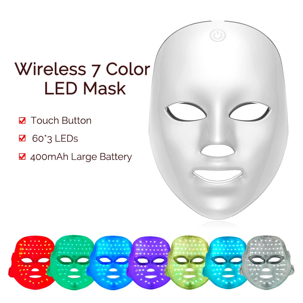 7 Colors LED Light Therapy Face Mask — Glow, Anti-Aging & Acne