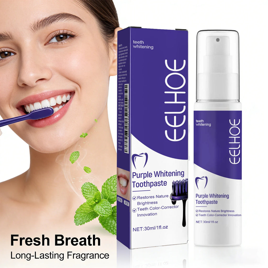 Purple Whitening Toothpaste Effectively Removing Dental Plaques and Yellow Stains Inhibit Bacteria Growth Oral Care Toothpaste