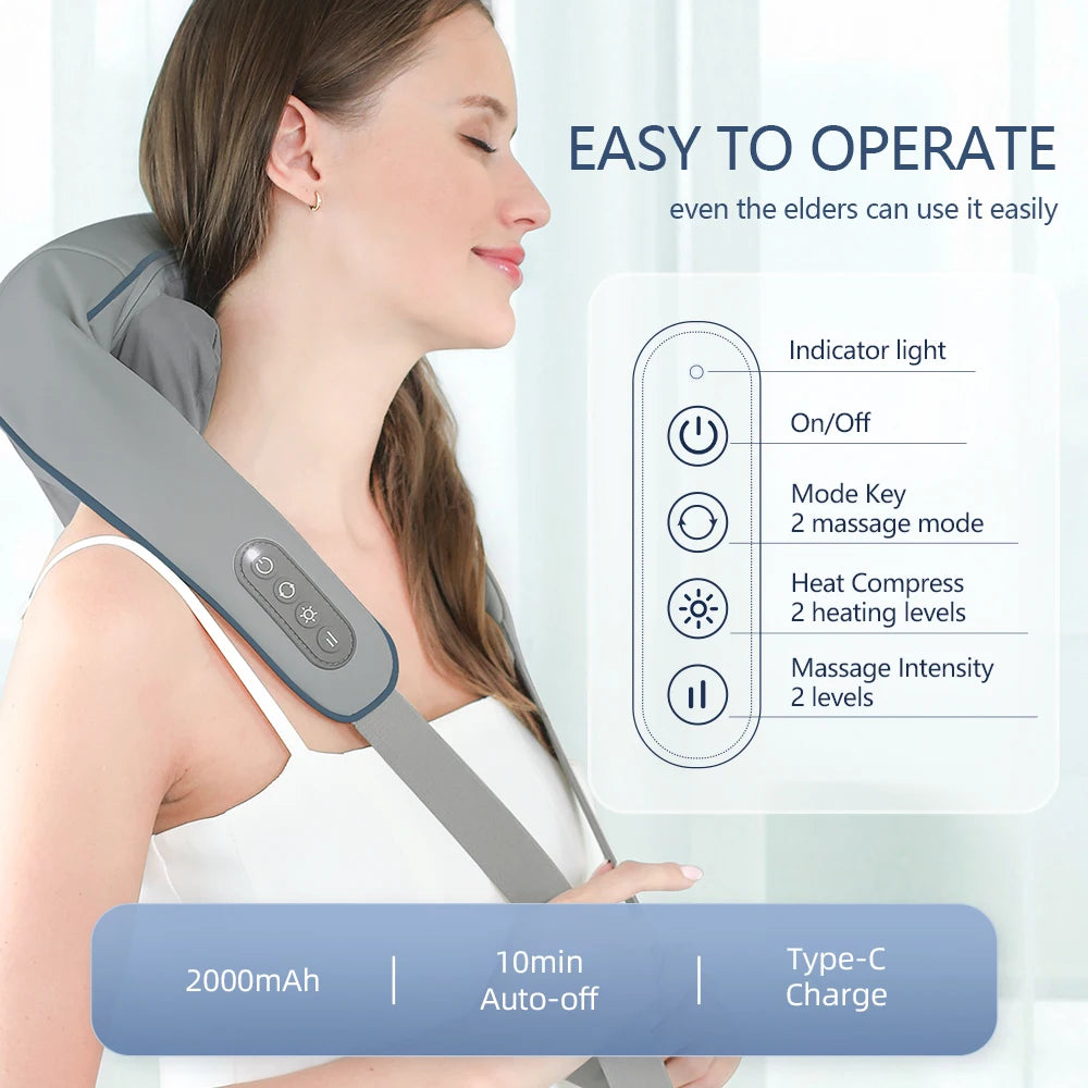Wireless Neck And Shoulder Massager Kneading Massage Shawl Trapezius Massager Shoulder Back masajeador