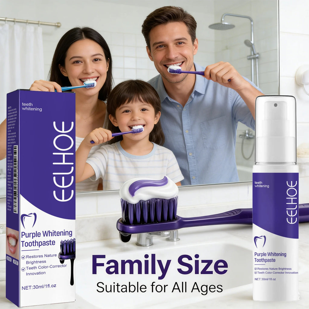 Purple Whitening Toothpaste Effectively Removing Dental Plaques and Yellow Stains Inhibit Bacteria Growth Oral Care Toothpaste